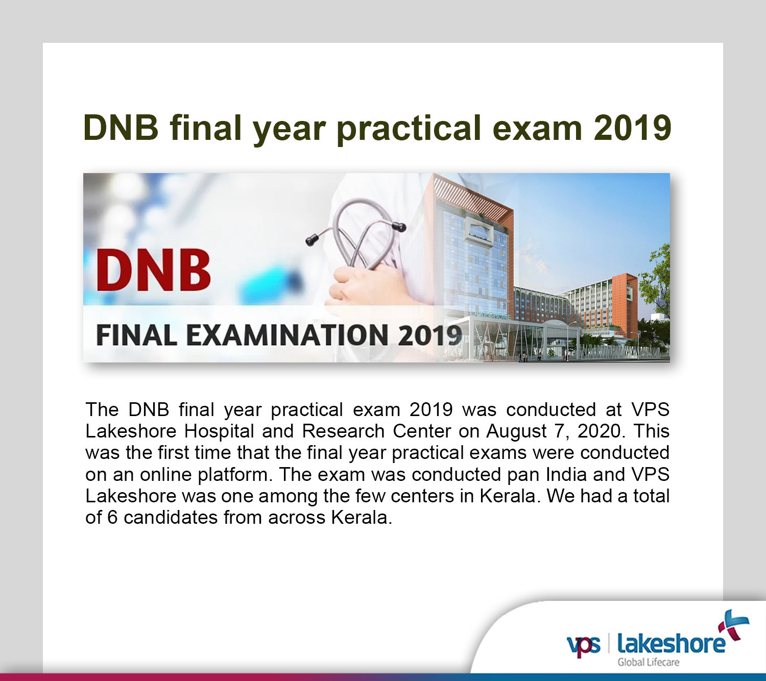 DNB final year practical exam 2019